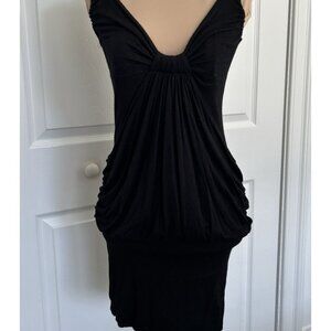 Misope Gathered Front Sleeveless Ruched V-Neck Bodycon Mini Dress S